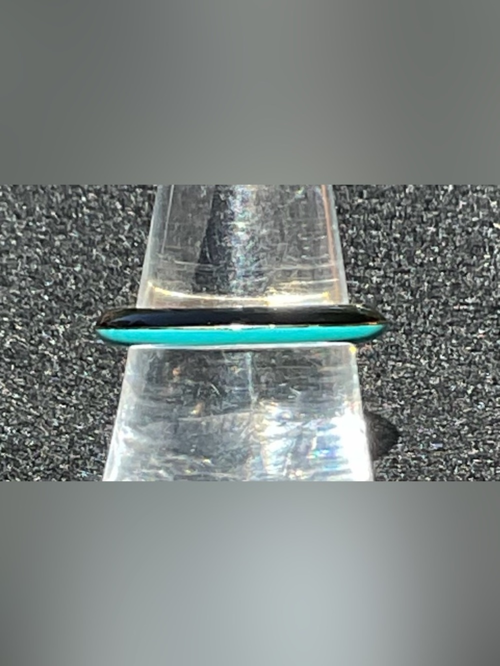 Two Tone Teal Black Enamel Band Ring Gold Tone Size 8 Luxe Minimalist Chic